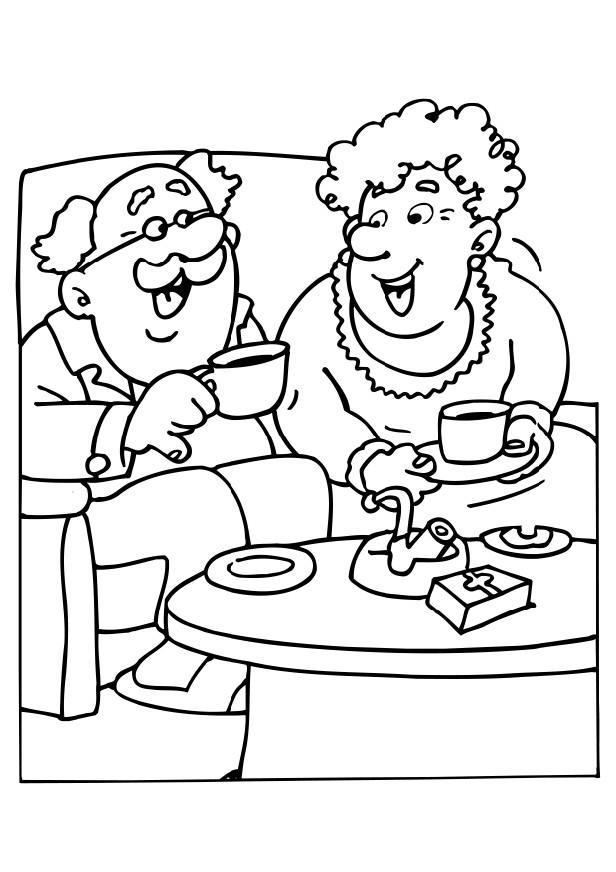 nonno e nonna Disegno da colorare nonno e nonna