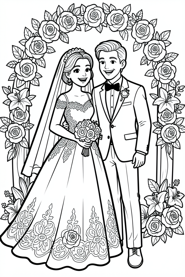 Disegno da colorare nozze
