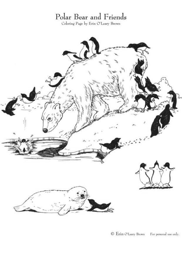 orso polare e i suoi amici Disegno da colorare orso polare e i suoi amici