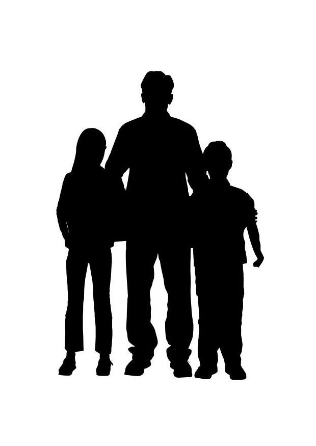 padre con figlio e figlia Disegno da colorare padre con figlio e figlia