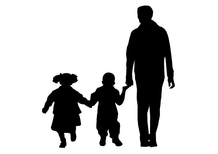 padre con figlio e figlia Disegno da colorare padre con figlio e figlia