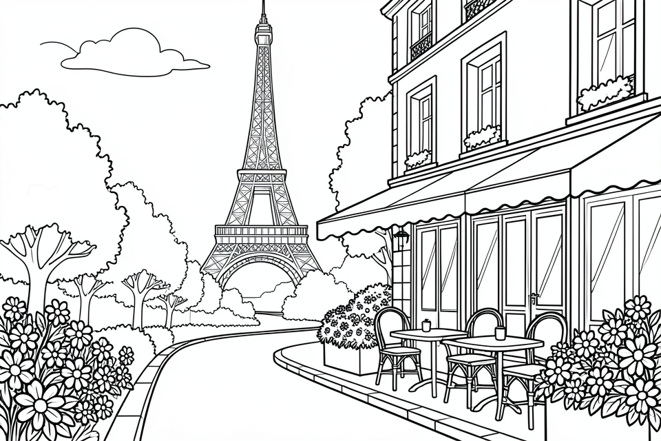 parigi, francia Disegno da colorare parigi, francia