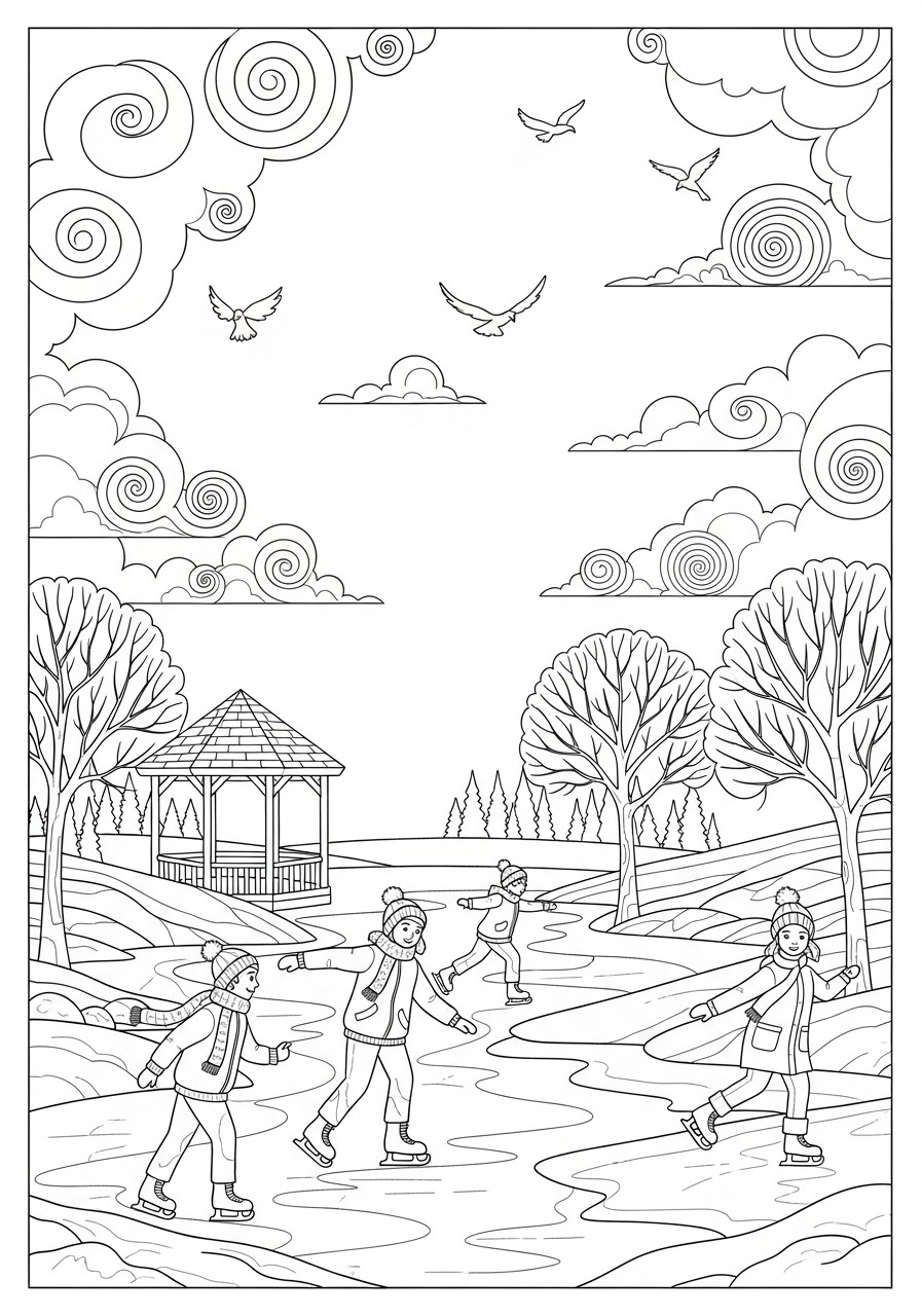 pattinare nel parco Disegno da colorare pattinare nel parco