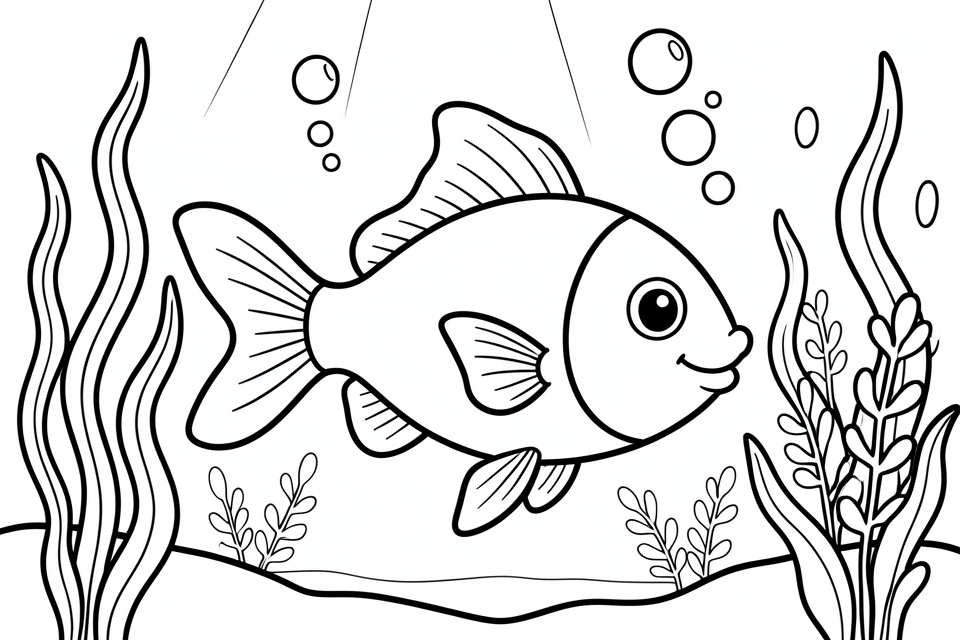 pesci nell'acqua Disegno da colorare pesci nell'acqua