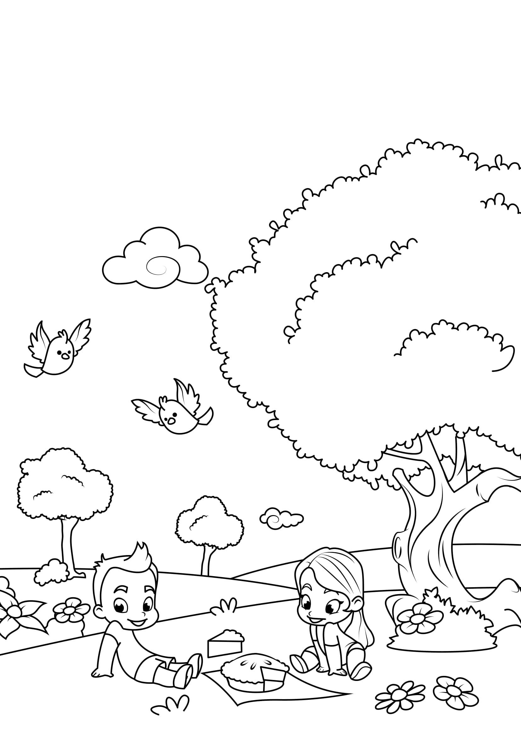 picnic di primavera Disegno da colorare picnic di primavera