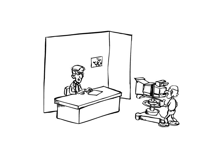 presentatore tv con cameraman Disegno da colorare presentatore tv con cameraman