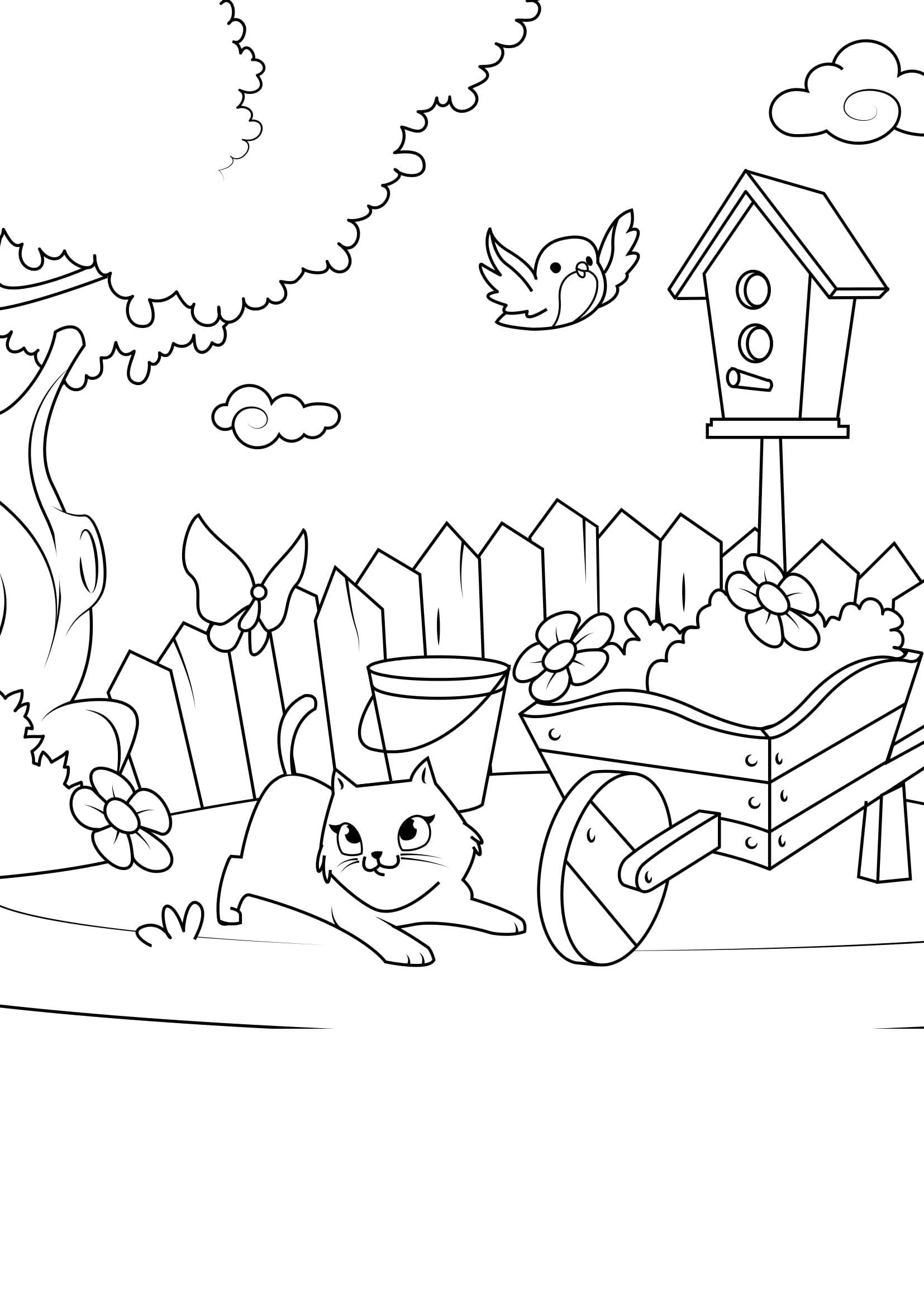 primavera in giardino Disegno da colorare primavera in giardino