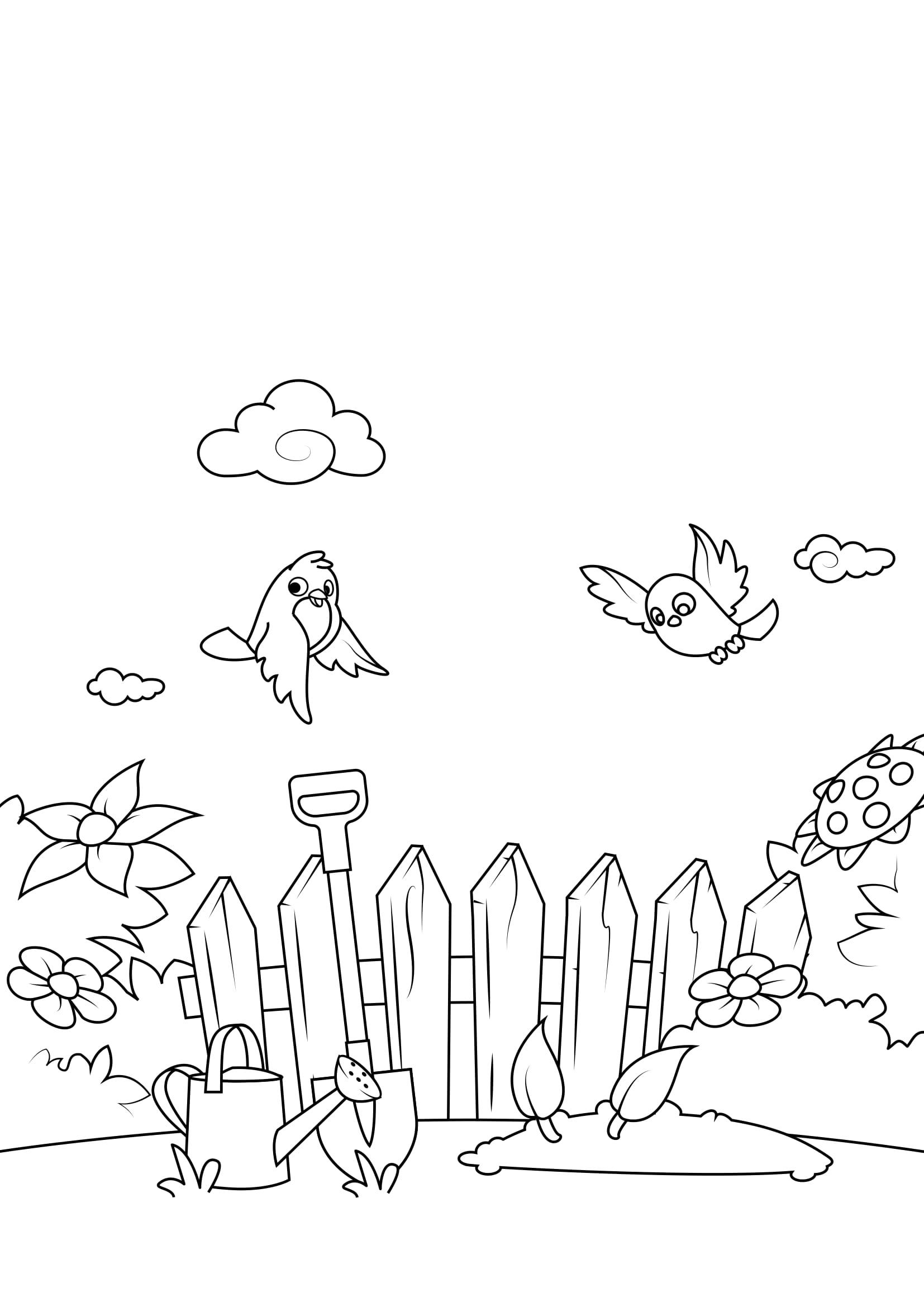 primavera in giardino Disegno da colorare primavera in giardino