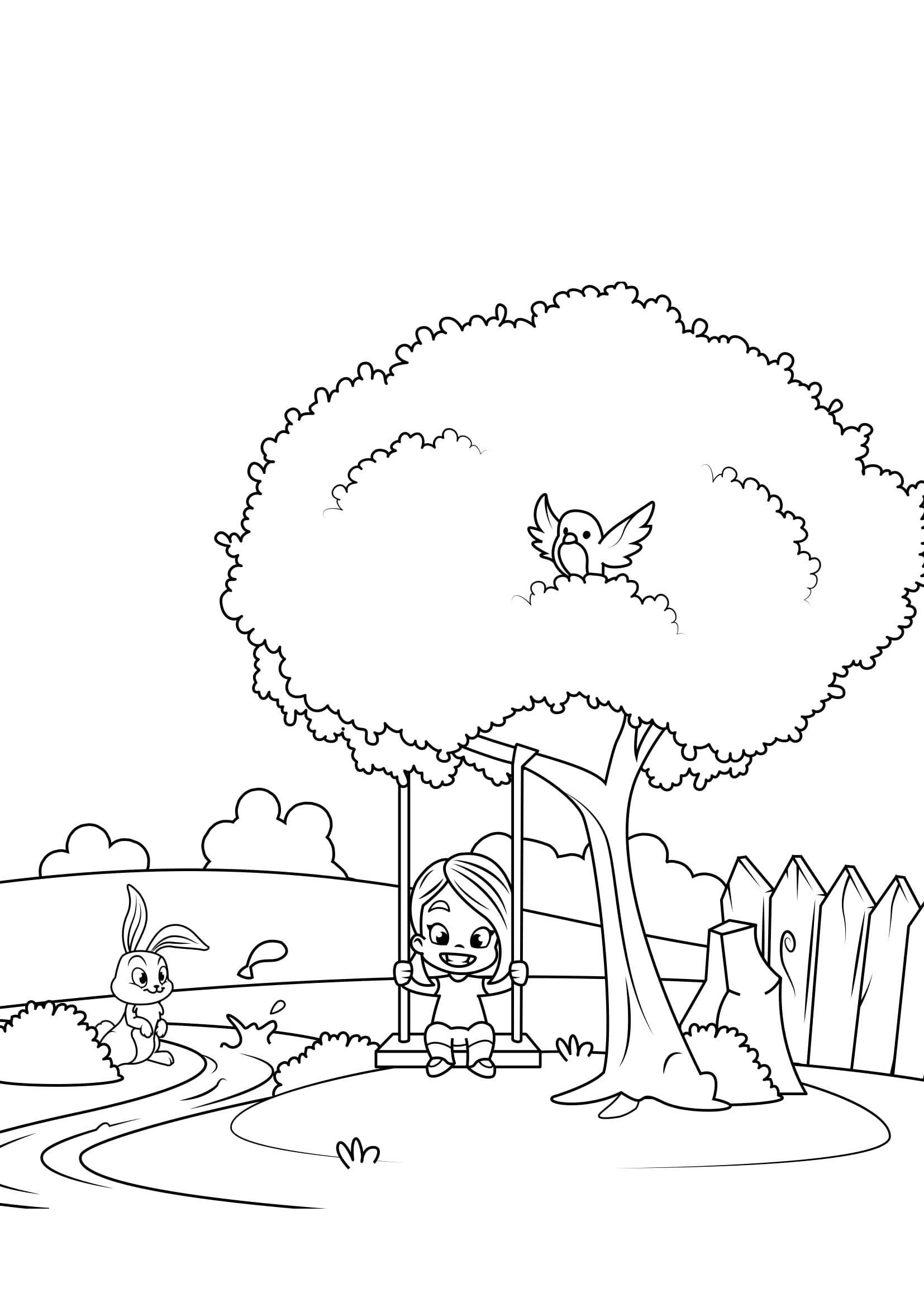 primavera in giardino Disegno da colorare primavera in giardino