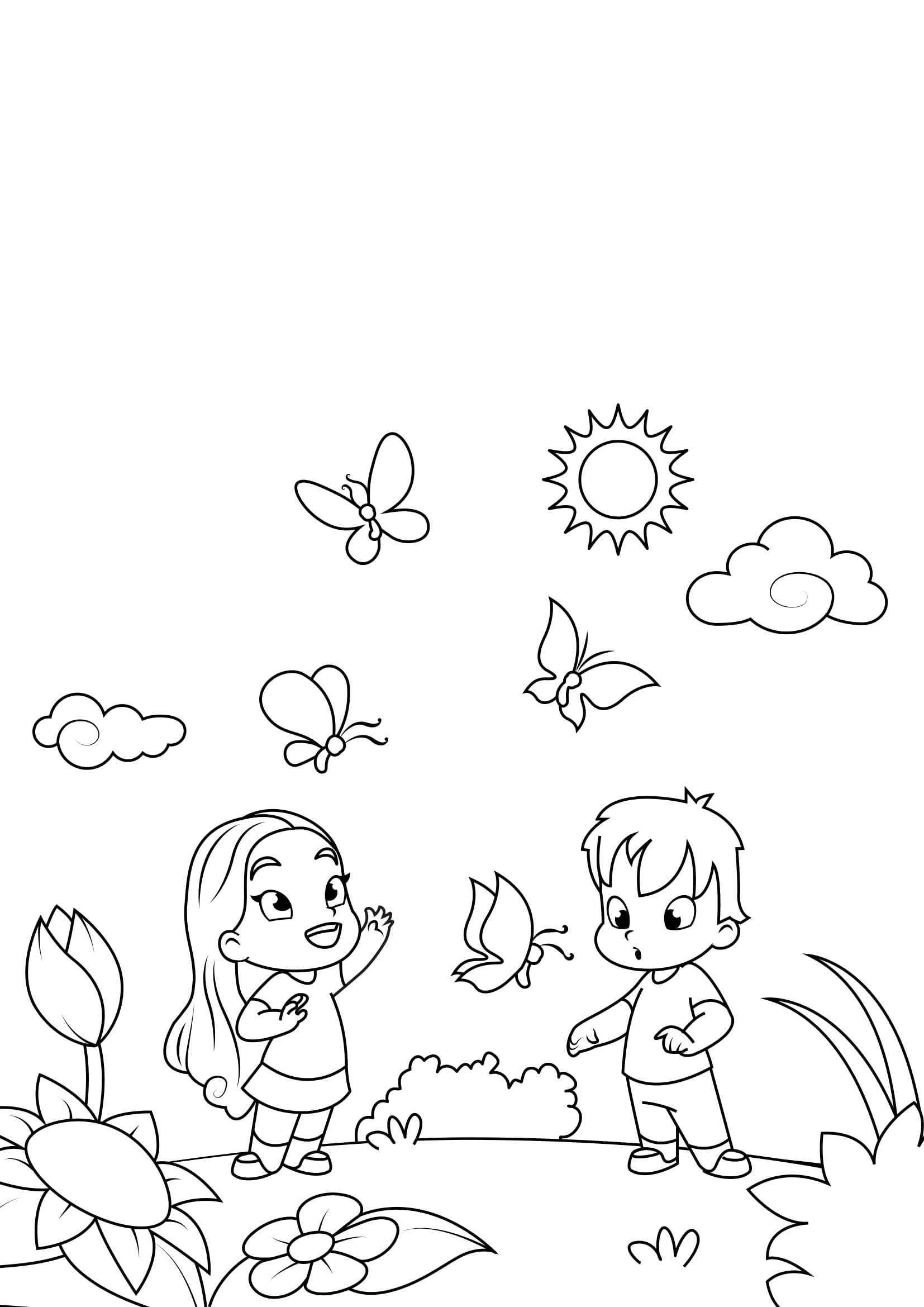Disegno da colorare primavera, l'estate sta arrivando
