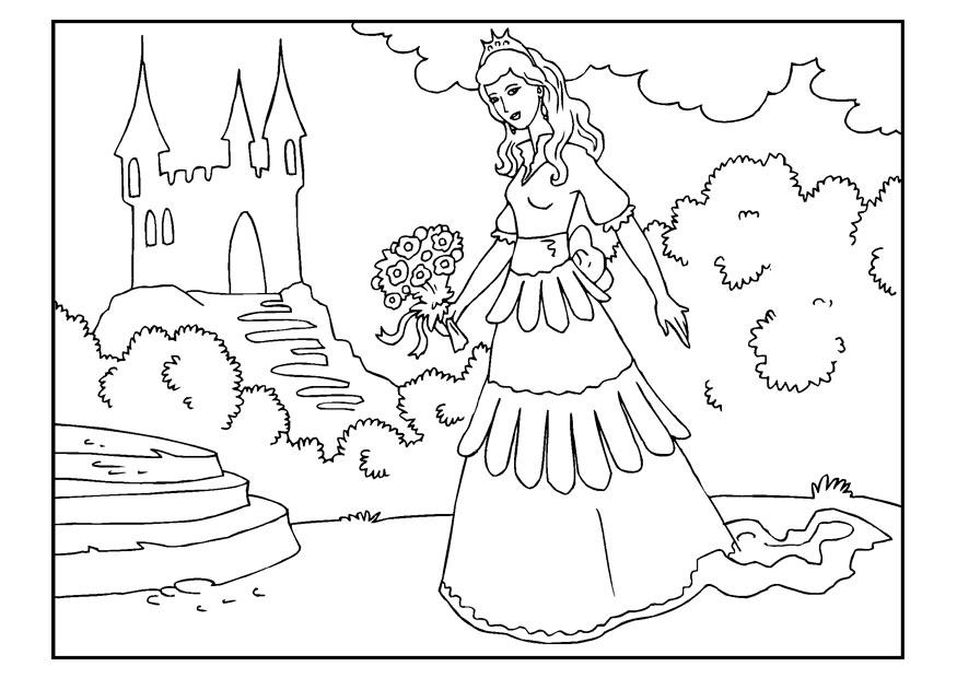 principessa con fiori Disegno da colorare principessa con fiori
