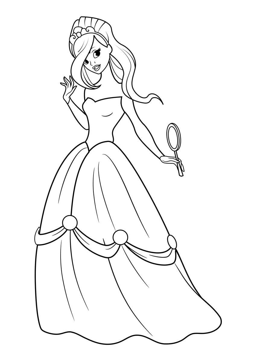 principessa con specchio Disegno da colorare principessa con specchio