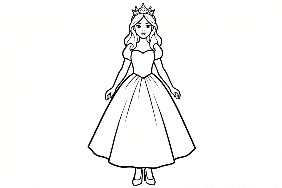 principessa con una coroncina Disegno da colorare principessa con una coroncina