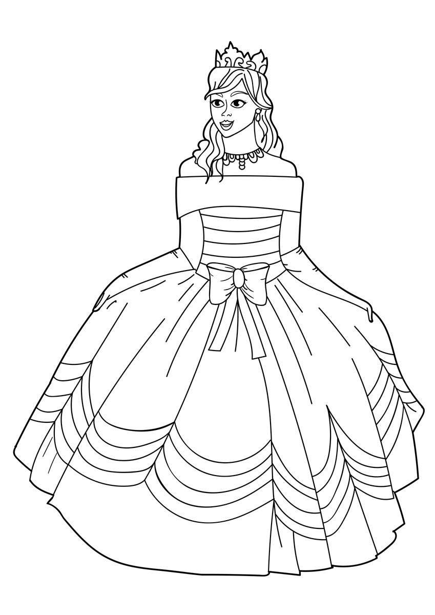 principessa con vestito Disegno da colorare principessa con vestito