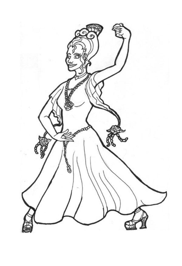 principessa danzatrice flamenco Disegno da colorare principessa danzatrice flamenco