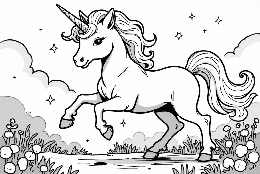 puledro unicorno sulla strada Disegno da colorare puledro unicorno sulla strada