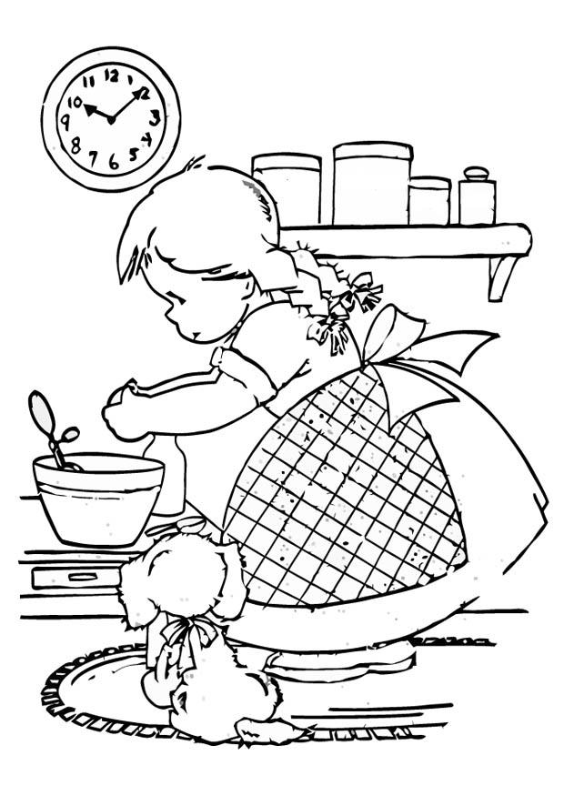 ragazza che cucina Disegno da colorare ragazza che cucina