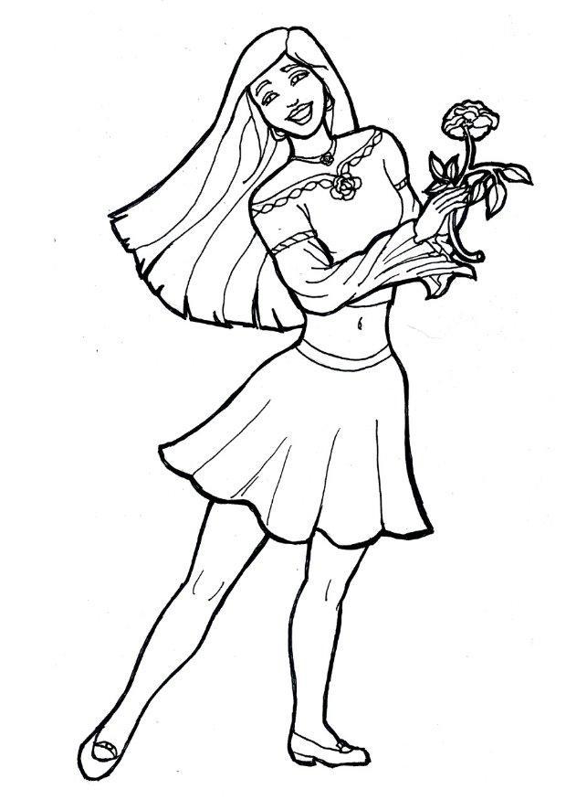 ragazza con fiore Disegno da colorare ragazza con fiore