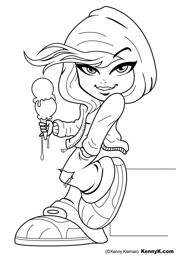 ragazza con gelato Disegno da colorare ragazza con gelato