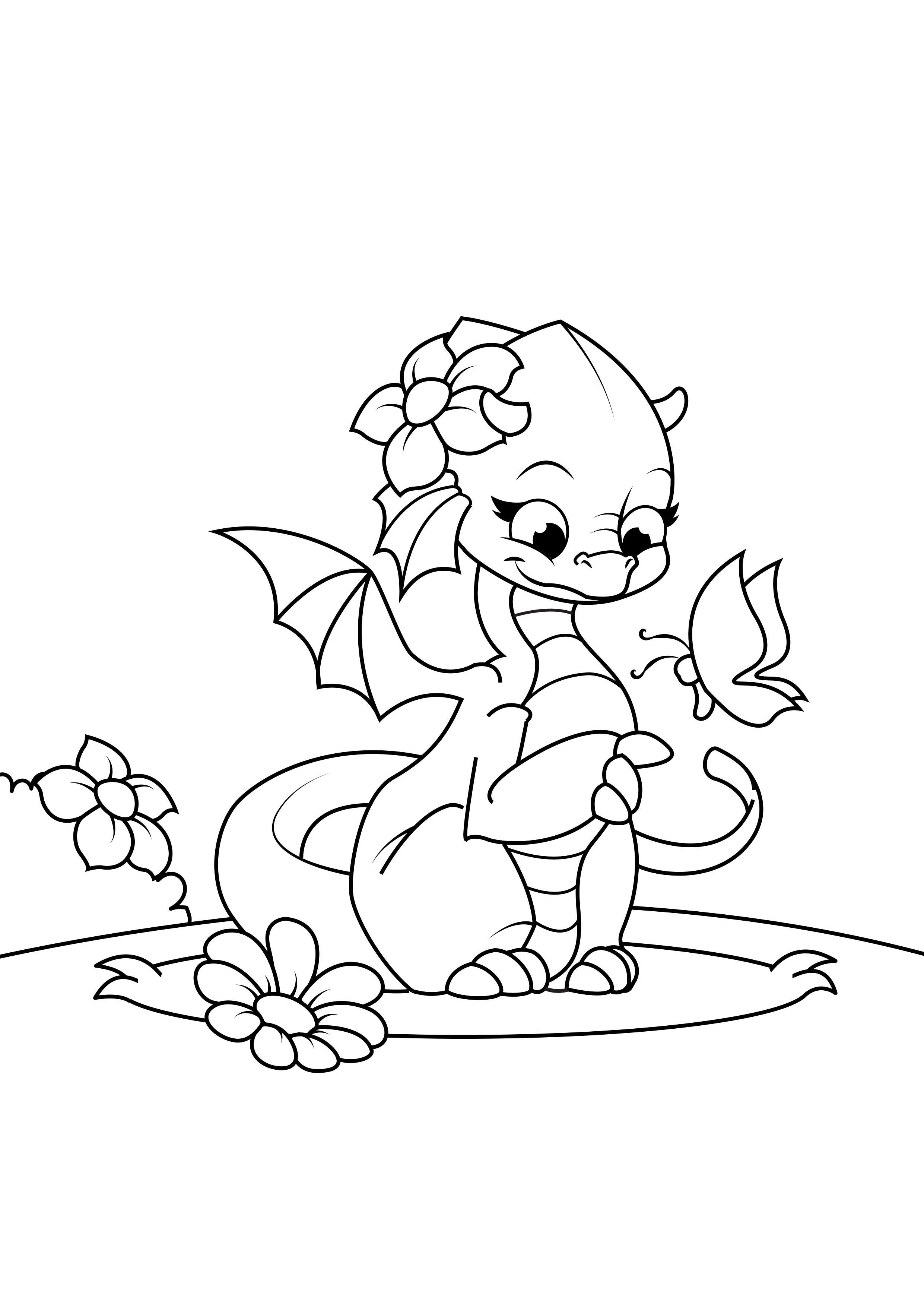ragazza drago con farfalla Disegno da colorare ragazza drago con farfalla