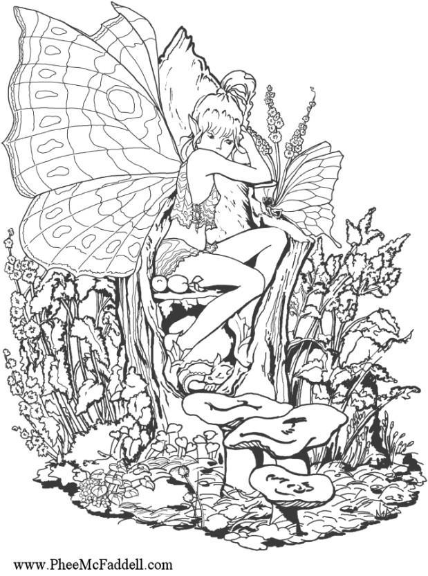 ragazza elfo nel bosco Disegno da colorare ragazza elfo nel bosco