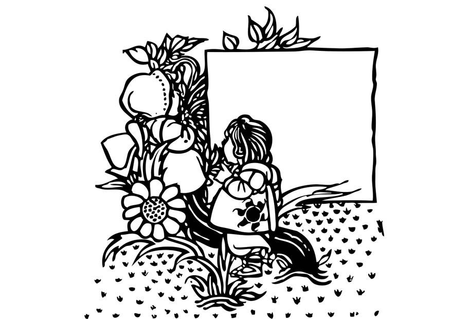 ragazza in giardino Disegno da colorare ragazza in giardino
