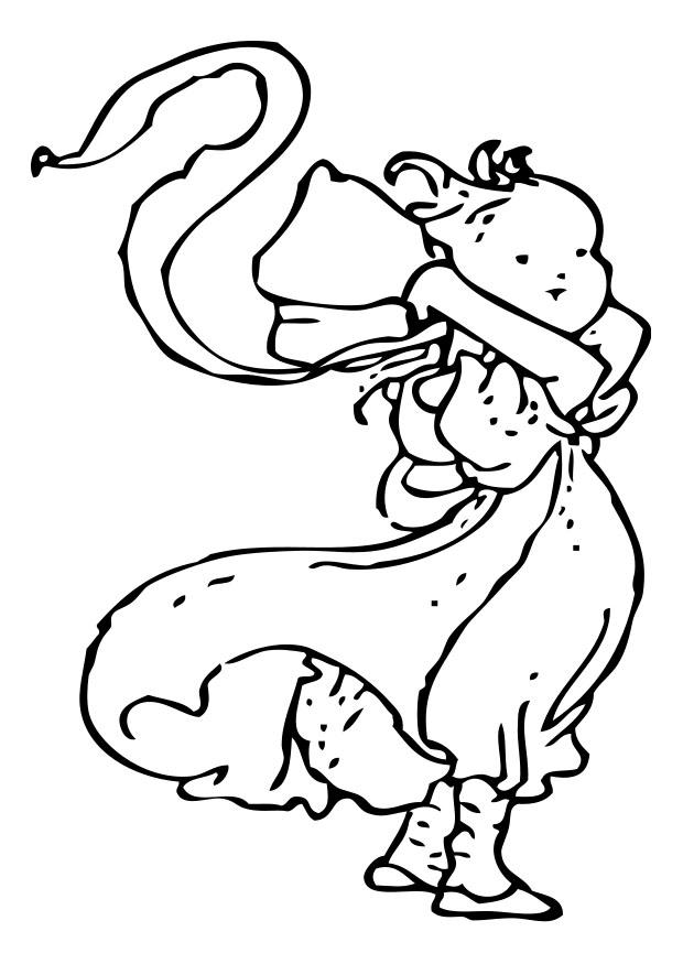 ragazza nel vento Disegno da colorare ragazza nel vento