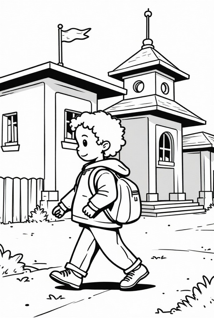 ragazzo che va a scuola Disegno da colorare ragazzo che va a scuola
