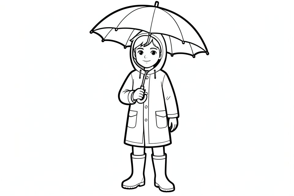 ragazzo con abbigliamento antipioggia Disegno da colorare ragazzo con abbigliamento antipioggia