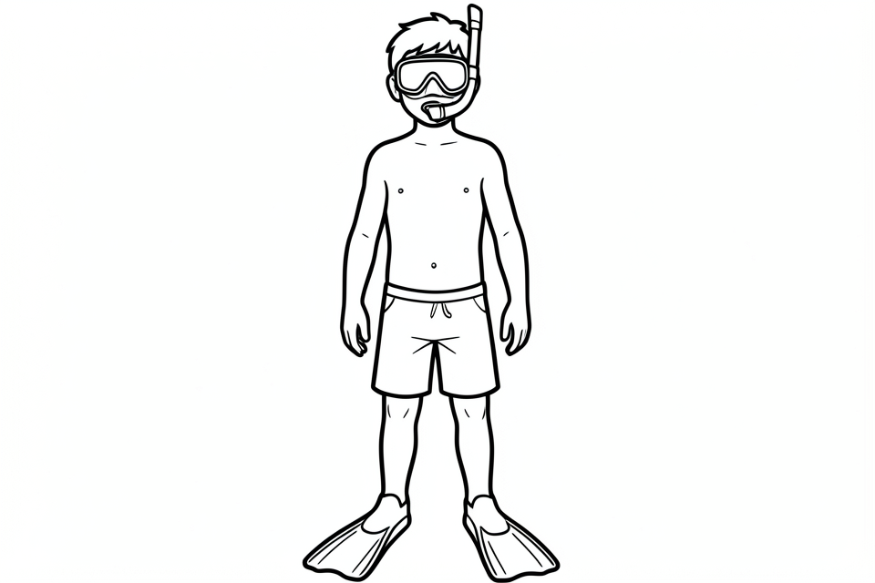 ragazzo con boccaglio Disegno da colorare ragazzo con boccaglio