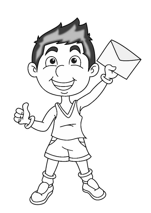 ragazzo con lettera Disegno da colorare ragazzo con lettera