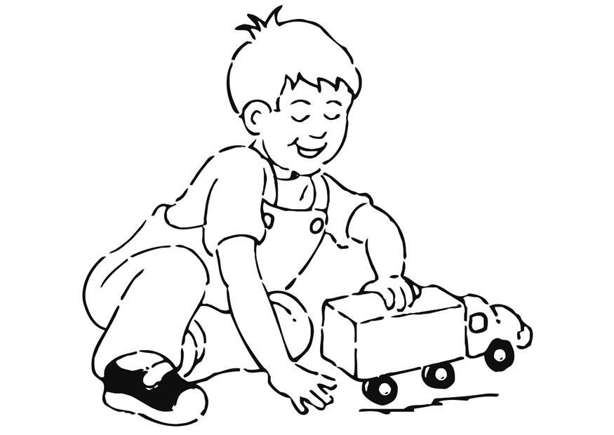 ragazzo con macchina giocattolo Disegno da colorare ragazzo con macchina giocattolo