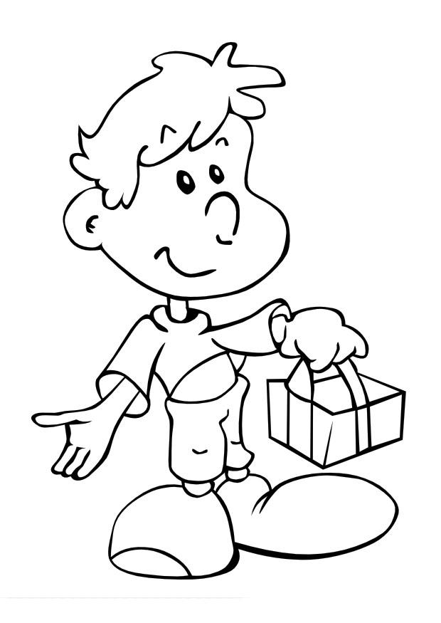 ragazzo con regalo Disegno da colorare ragazzo con regalo