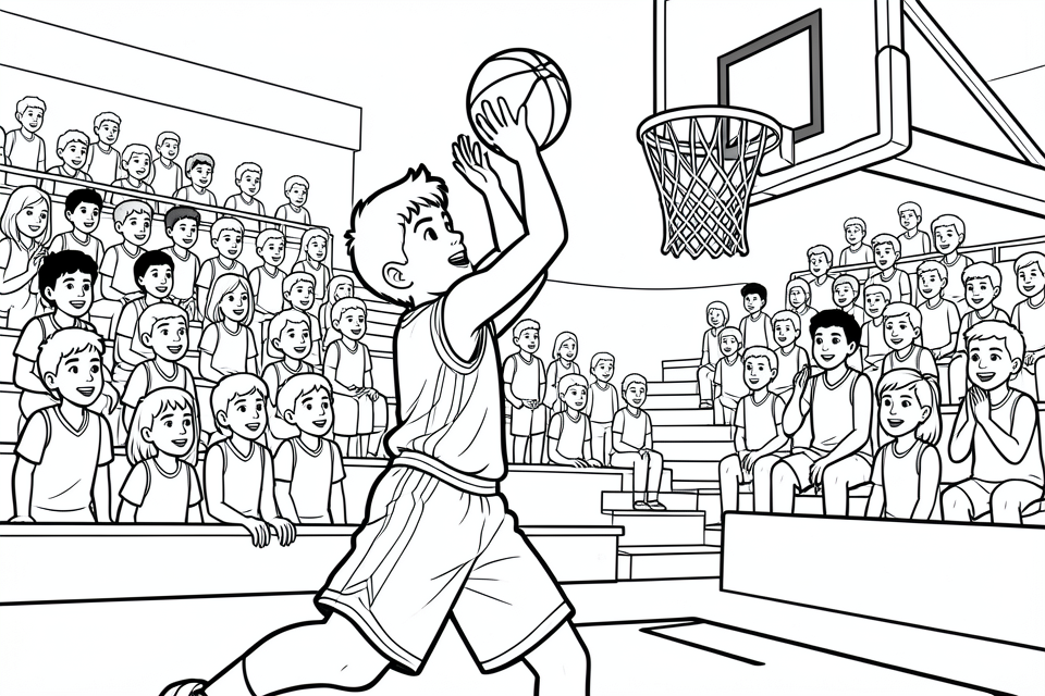 ragazzo gioca a basket Disegno da colorare ragazzo gioca a basket