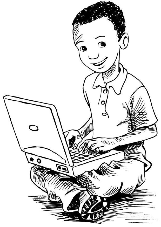 ragazzo sul portatile Disegno da colorare ragazzo sul portatile