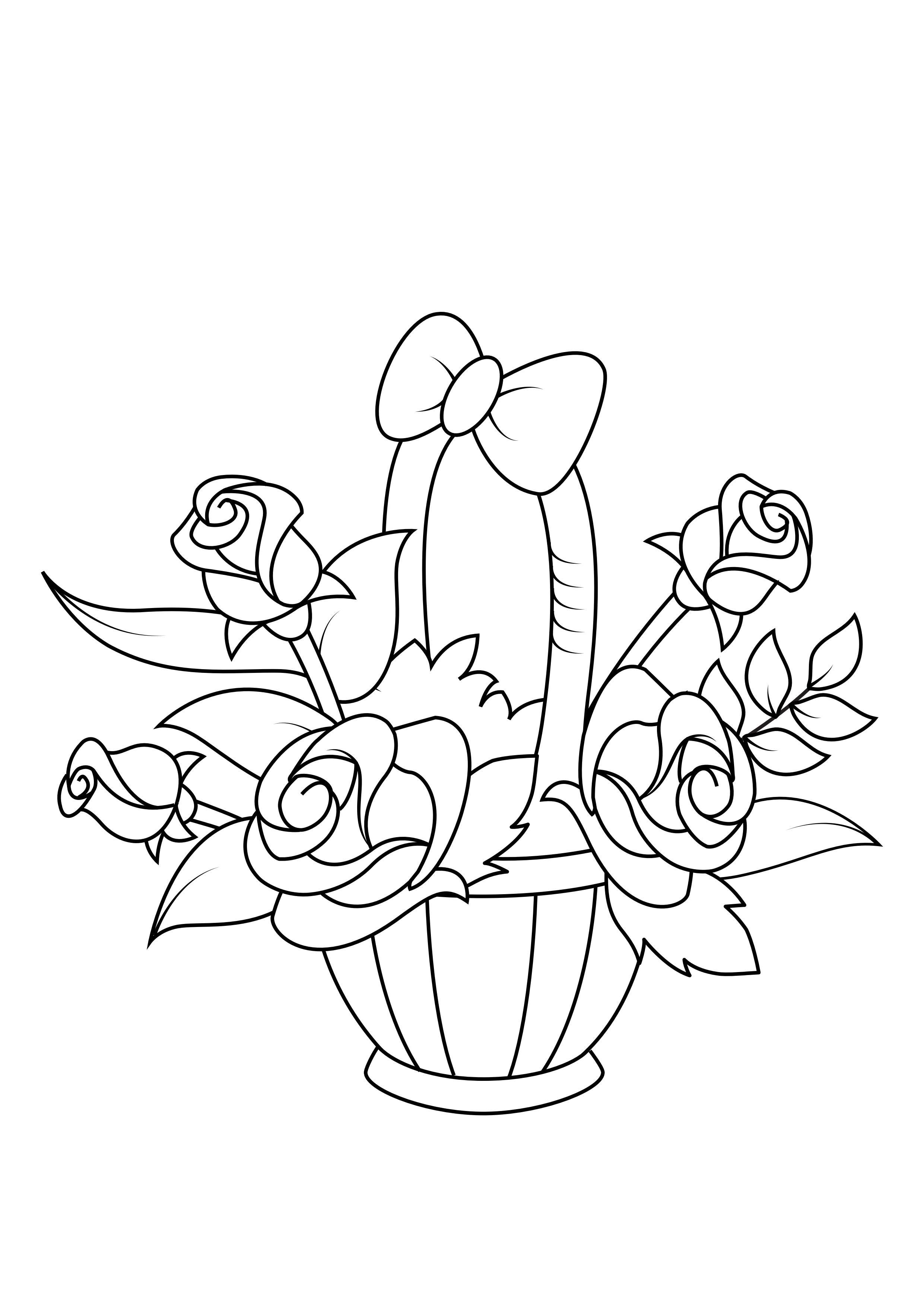 rose in cesto Disegno da colorare rose in cesto