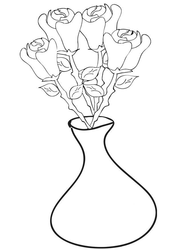 rose in vaso Disegno da colorare rose in vaso