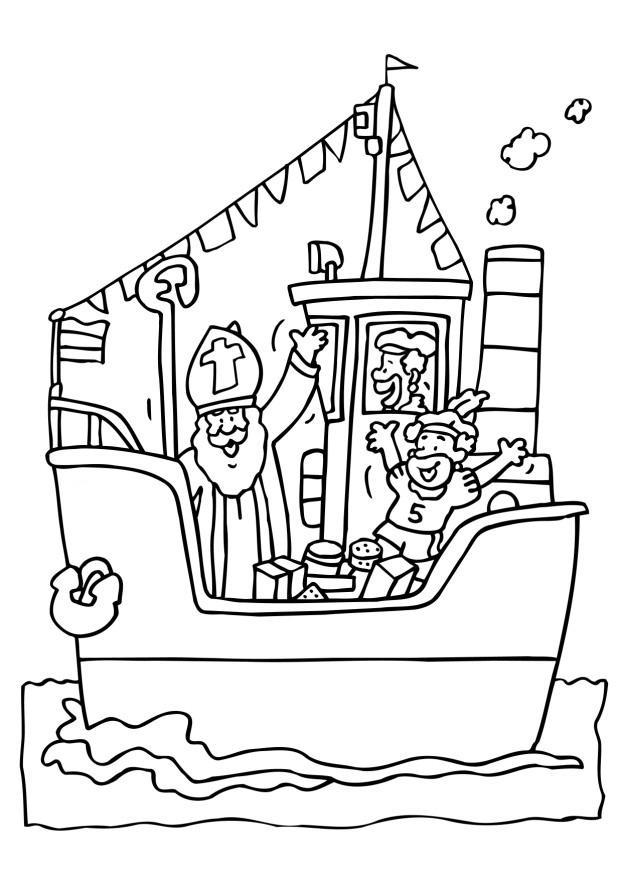 Disegno da colorare san nicola sulla nave
