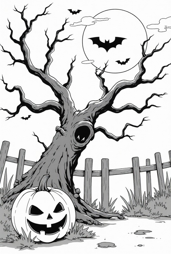 scena di halloween Disegno da colorare scena di halloween