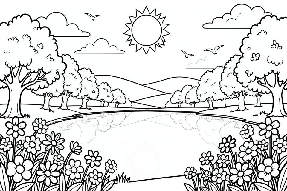 scena estiva Disegno da colorare scena estiva