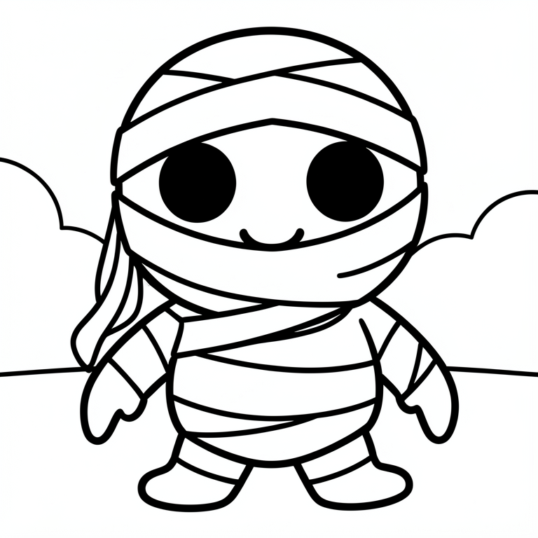 Disegno da colorare simpatica mummia di halloween