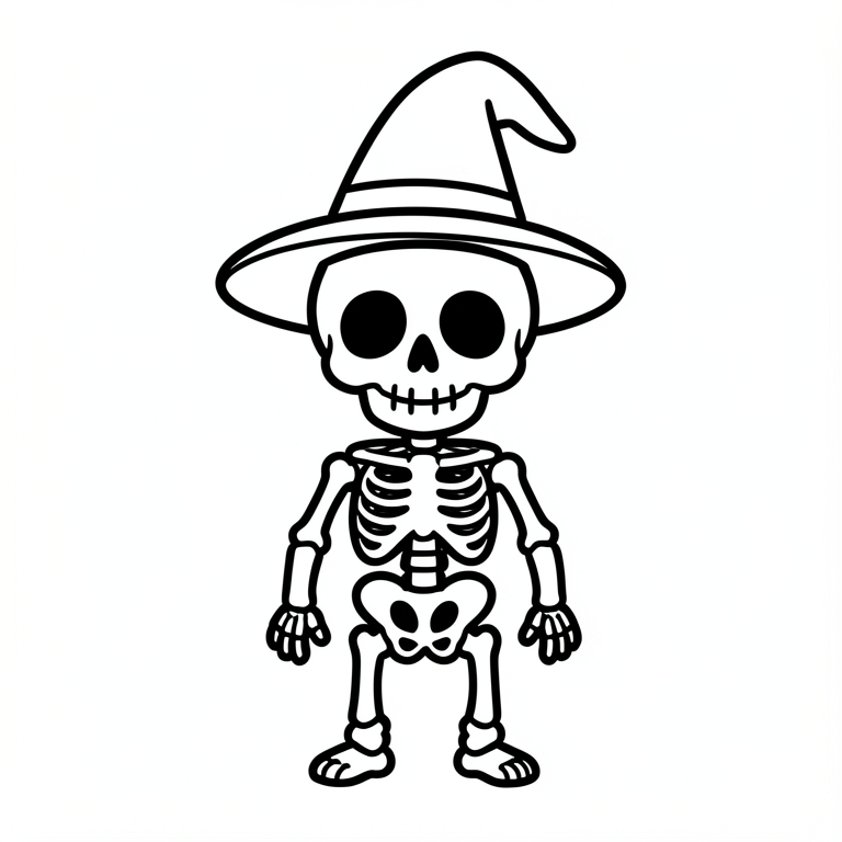 Disegno da colorare simpatico scheletro di halloween