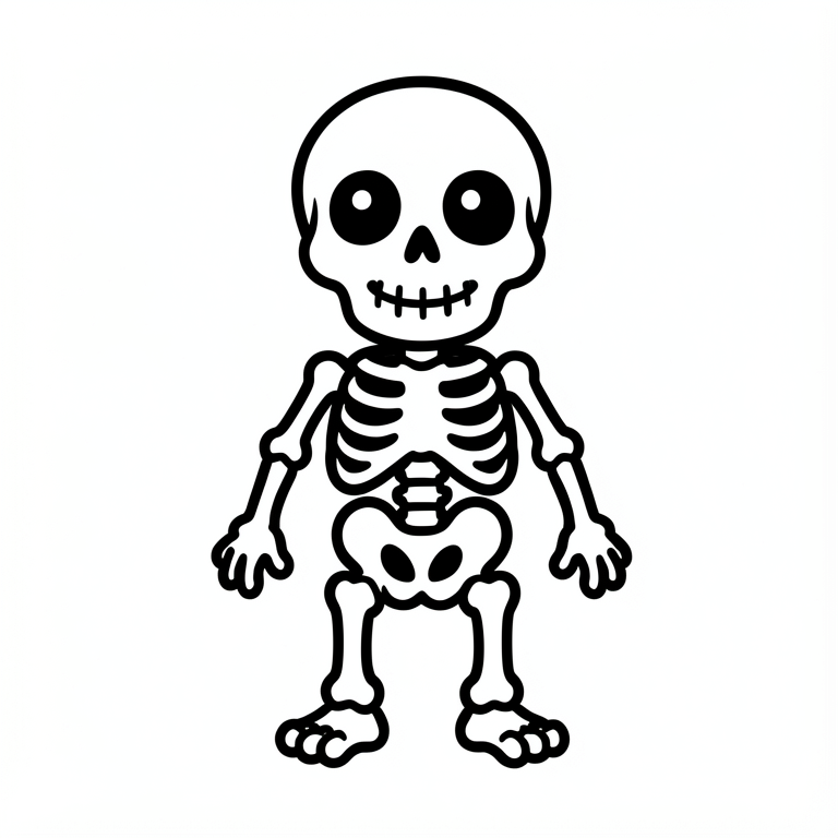 Disegno da colorare simpatico scheletro di halloween