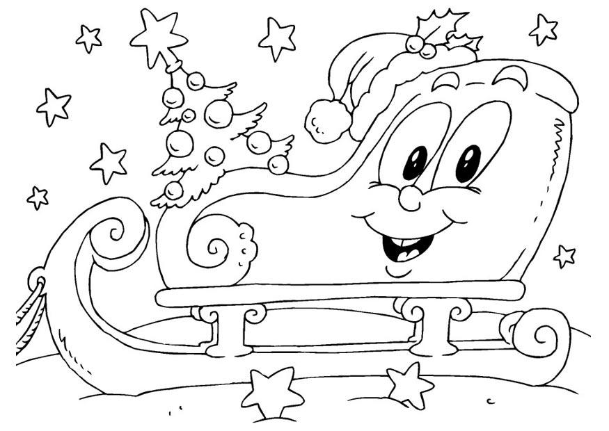 Disegno da colorare slitta di natale