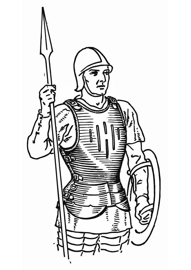 soldato con corrazza Disegno da colorare soldato con corrazza