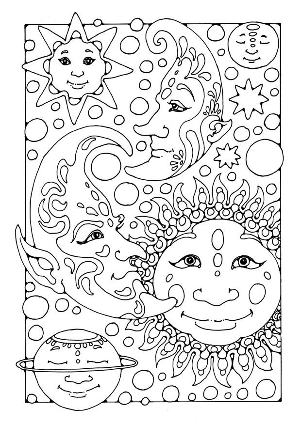 sole, luna e stelle Disegno da colorare sole, luna e stelle