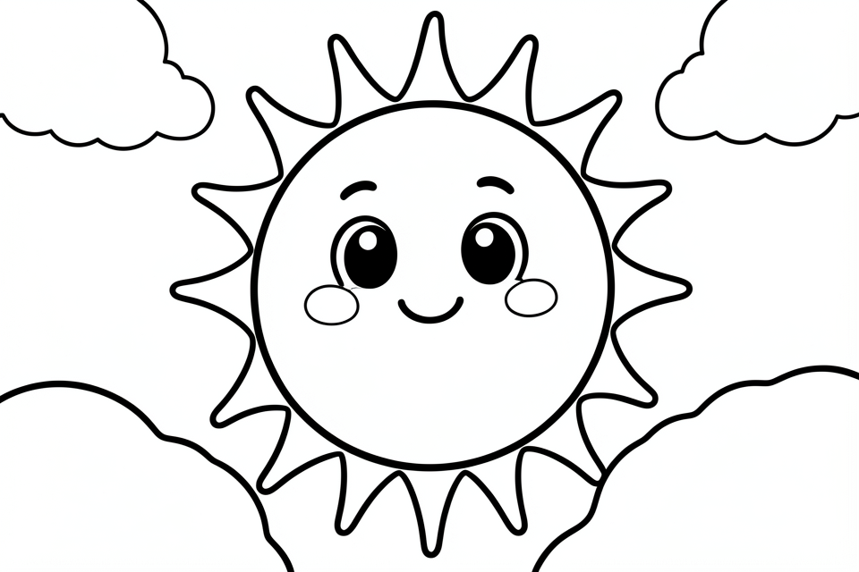 Disegno da colorare sole splendente