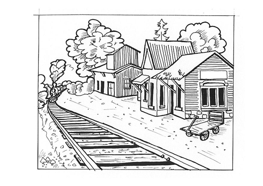 stazione ferroviaria Disegno da colorare stazione ferroviaria