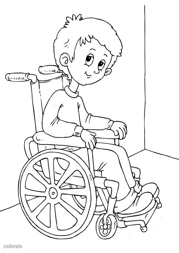 sulla sedia a rotelle Disegno da colorare sulla sedia a rotelle
