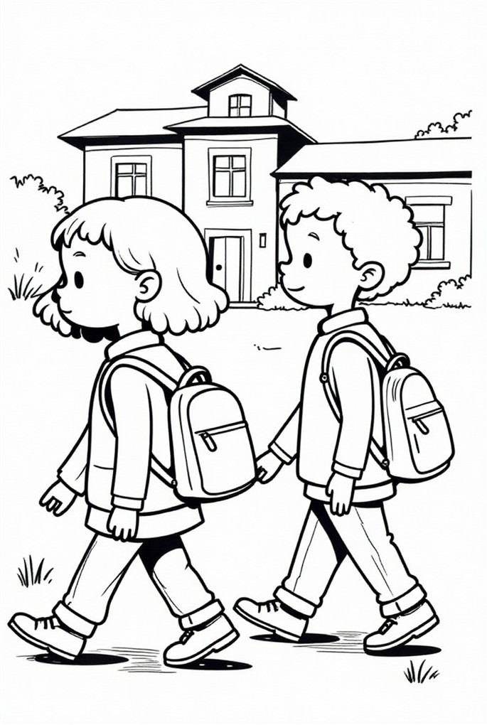 sulla strada per la scuola Disegno da colorare sulla strada per la scuola